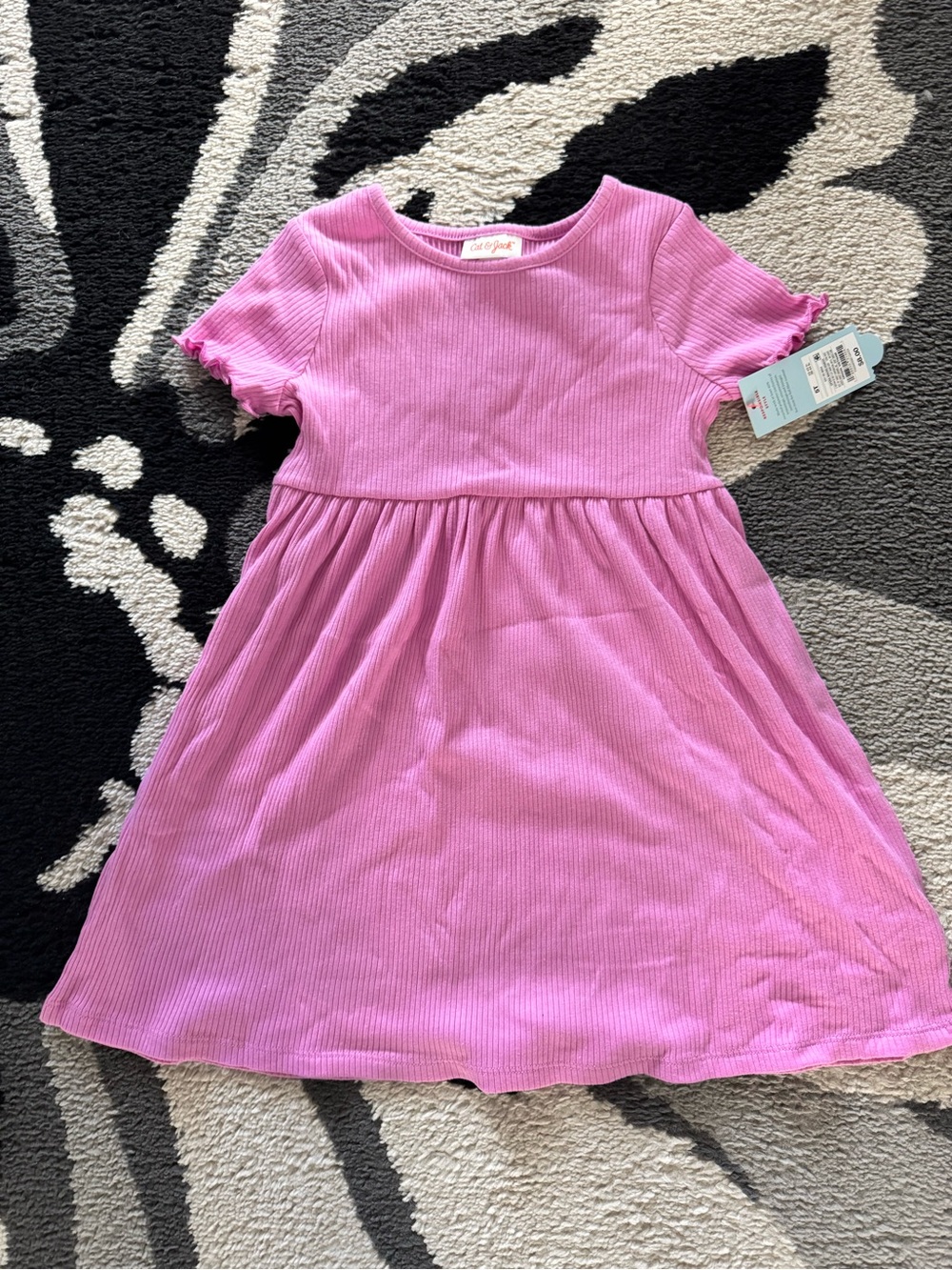 Pink Ribbed Short-Sleeve Baby/Toddler Dress